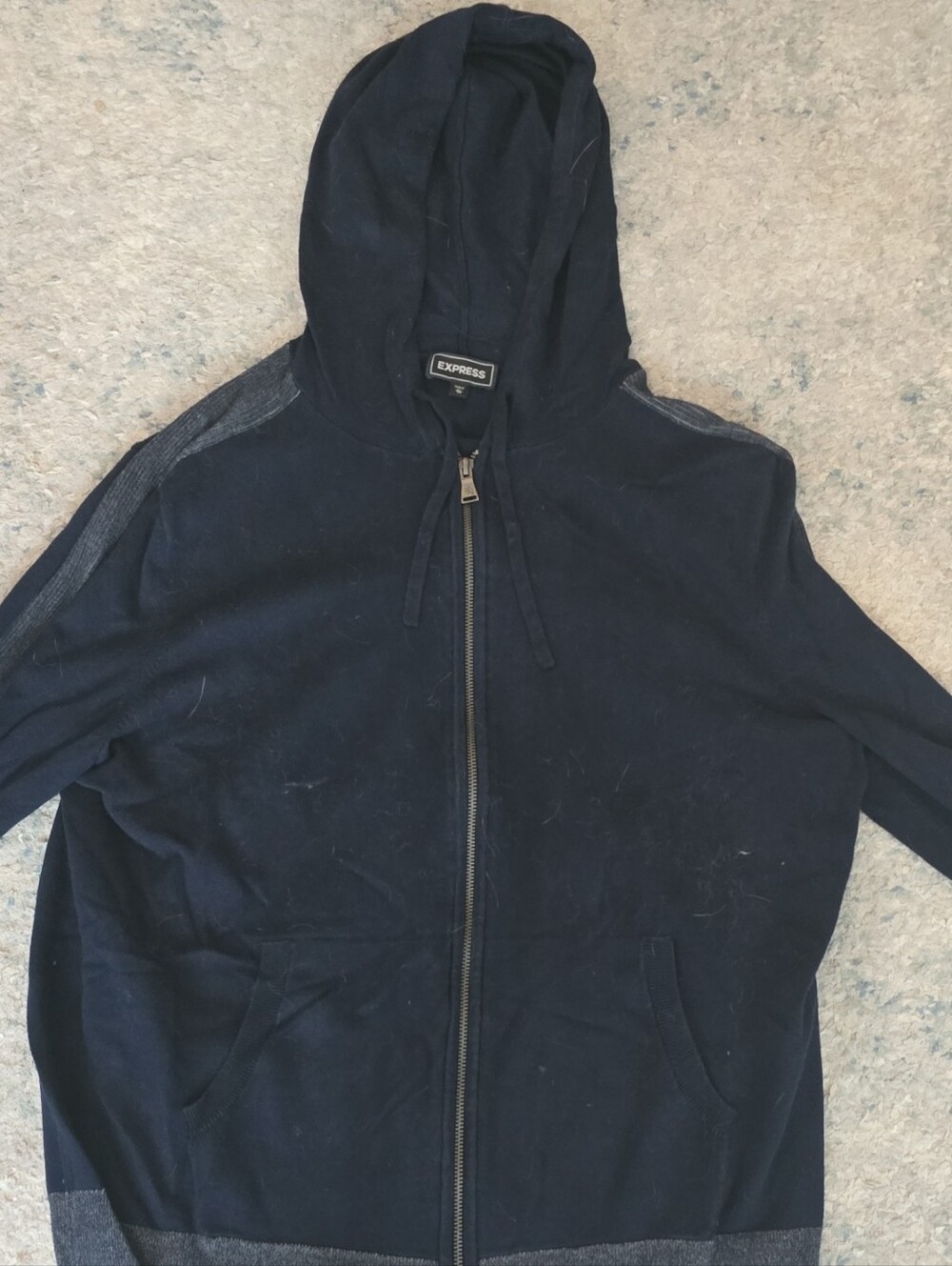 Express Men's Navy Full-Zip Hoodie Sweater